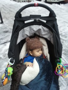 The gloves are off as Rowan does battle with his first nor'easter!  (I think the elements won.)