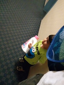 Helping with the laundry